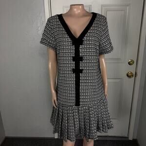 NEW CeCe Stitch Fix Women's Dress 14 Boxy Pleated Bow Drop Waist Career R13